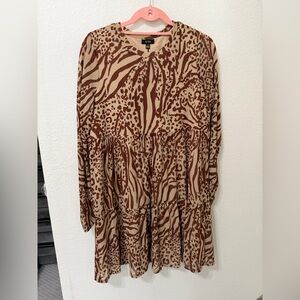 AFRM Animal Print Babydoll Dress